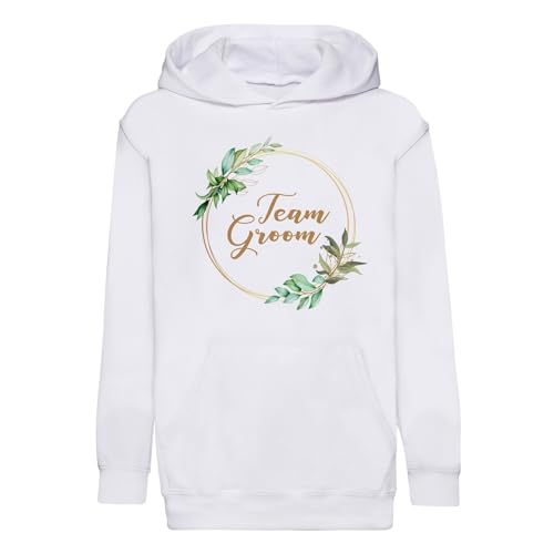 Sweat à capuche enfant Team Groom pour mariage avec motif cercle de fleurs