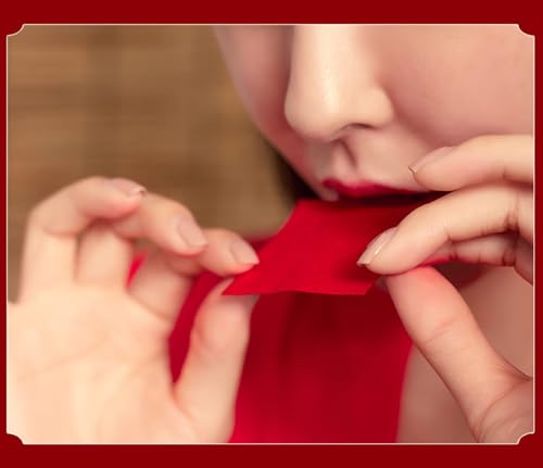 12 Sheets/Box Ancient Chinese Lipstick Paper with Natural Petal Extracts Lasting Colour Velvet Matte Non-Stick Red Lipstick Paper - Image 4