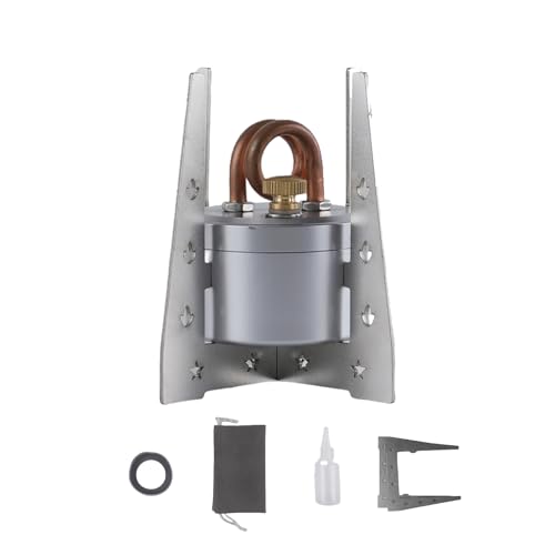Portable Mini Camping Alcohol Stove - Solid Shell Powerful Safe Spirit Burner Strong Fire Burning for Outdoor Hiking Cooking Backpacking 50ml Silver
