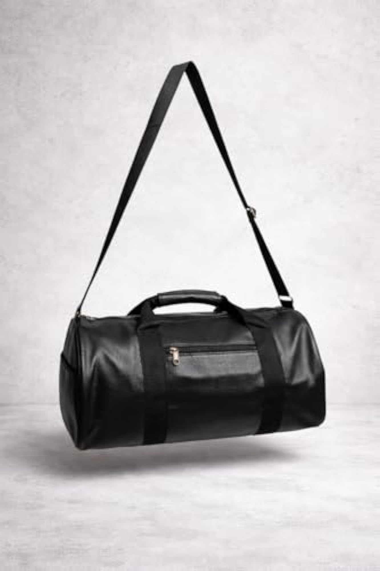 Black Leather Duffle Bag, Spacious Travel Gym Bag