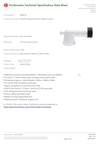 Fluidmaster Bagged Space Saving 90 Degree Pan Connector, White - Image 2