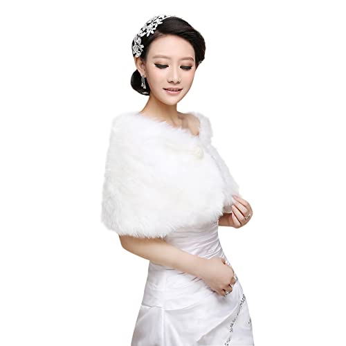 XGOPTS Womens Wedding Faux Fur Wraps and Shawls for Wedding Dress Bride Bridesmaid Evening Dress Shawl Stole Shrug Cover Up