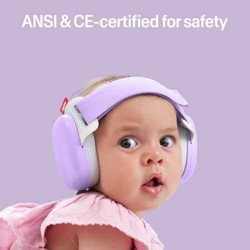 Image of Alpine Muffy Baby Comfort - Protects Hearing for Babies and Toddlers - CE & ANSI Certified - Headband for Safe fit & Comfort - Adjustable for Ages 3-48 Months - 24dB Sound Reduction, Purple