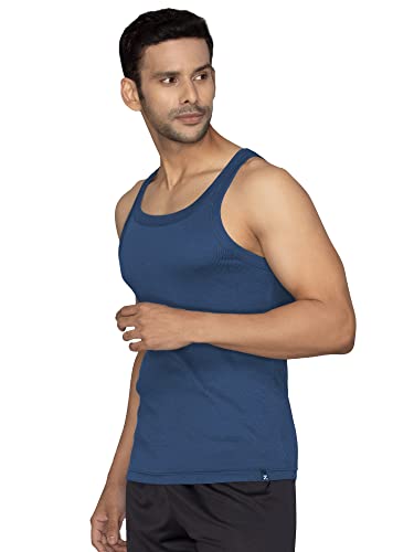 Image of XYXX Men's 100% Cotton Ribbed Regular Fit Solid Square Neck Vest | Anti Bacterial Finish, Racer Back Baniyan for Man, Tag Free Comfort Man's Inner