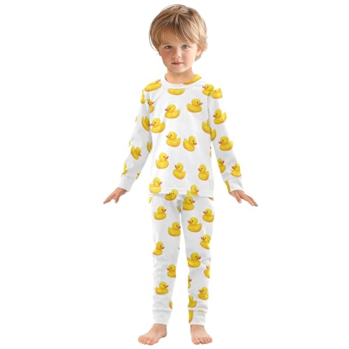 ODAWA Cute Yellow Ducks White Tee and Pant 2-piece Set Matching Fall Pajamas Pajama Set 18M3