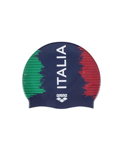 CUFFIA ARENA ITALIA FIN PISCINA SILICONE SWIM CAP CUFFIE NUOTO BLU ITALY