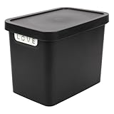 Jolie Max Plastic Storage Box with Lid, 12.5L, Solid Matte Colour, Decorative Design, Stackable & Nestable Space-Saving Organizer for Home, Office, Bedroom, Kitchen – 31.5 x 21.5 x 24 cm (BLACK)