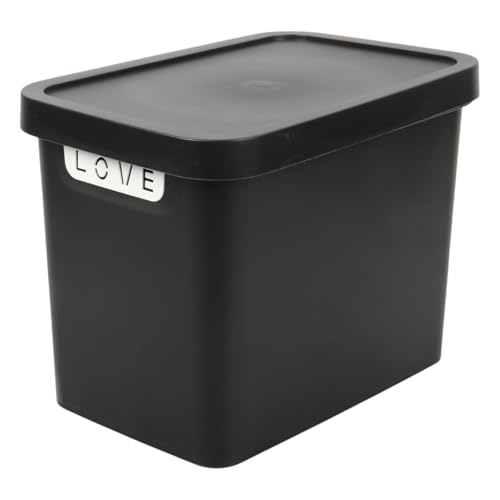 Jolie Max Plastic Storage Box with Lid 12.5L Solid Matte Colour Decorative Design Stackable & Nestable Space-Saving Organizer for Home Office Bedroom Kitchen 31.5 x 21.5 x 24 cm (BLACK)