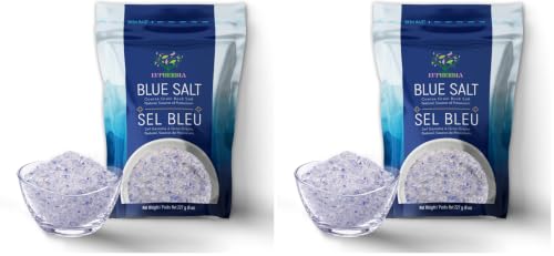 EUPHERBIA Blue Salt, Coarse, Rare Mineral Salt, High Potassium, Lower Sodium, Natural, Unprocessed, Hand Harvested, Kosher Certified (227g Coarse Refill) (Pack of 2)