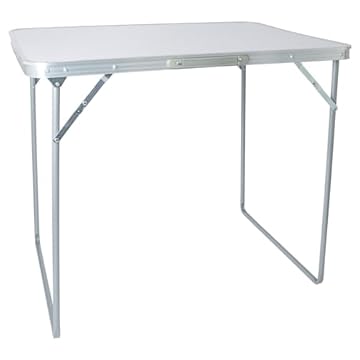 Harbour Housewares Folding Table - 80cm x 60cm - White - Small Metal Trestle Tables Foldable Portable Side Table for Indoor, Outdoor, Garden, BBQ, Pinic, Dining, Camping
