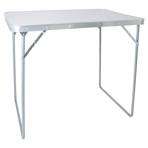 Harbour Housewares 1x Blanc 80cm x 60cm Table de Camping Pliante en Métal - Petit Pliable Portable Extérieur Jardin À Manger Pique-Nique Tables à Tréteaux