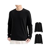 Sukinana 8.3オンス インナーシャツ メンズ 長袖 裏起毛 2/4枚組 防寒 インナートップス 暖かい 肌着 厚手 長袖tシャツ メンズ ロングtシャツ 柔らかい ティーシャツ 男女兼用 秋 冬 春 (JP, アルファベット, L, ブラック(2枚組))