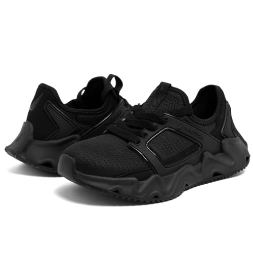 Nautica Youth Boys' Athletic Running Sneakers &ndash; Lightweight Lace-Up Trainers with Breathable Mesh and Chunky Rubber Sole-Mazi Youth-Black Mono-2