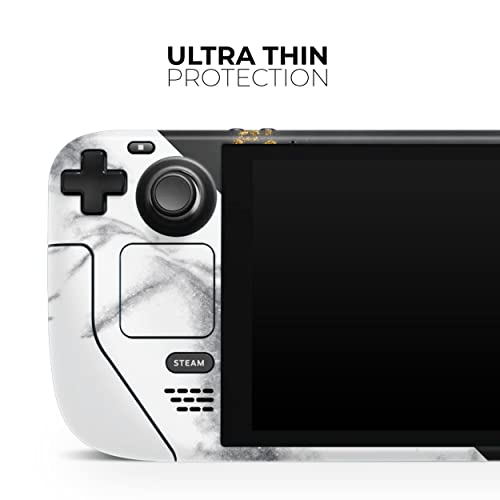 Design Skinz - Compatible With Steam Deck - Skin Decal Protective Scratch-Resistant Removable Vinyl Wrap Cover - White-Black Marble & Digital Gold Foil V1 #TOP3