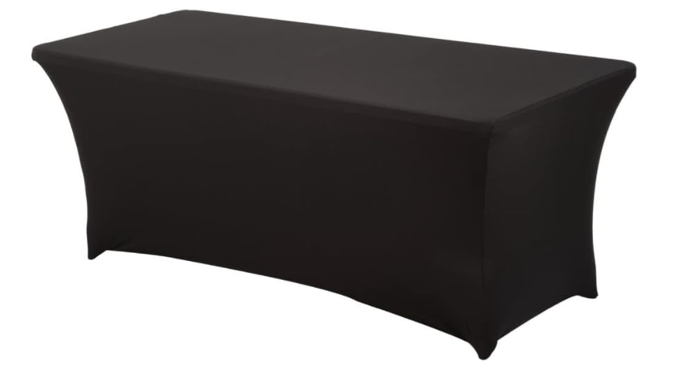 HAORUISpandex Tablecloth, Fitted Rectangle Wrinkle Resistant Table Clothes, Washable Stretch Rectangular Patio Table Cover for Banquets, Weddings, Parties, Kitchen (6 ft, Black)