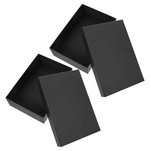 CLISPEED 2 Piezas Embalaje de caja de boda papel presente cajas de embalaje largo cajas de flores para ramos cajas de favor cajas de corazones para flores cartulina Negro