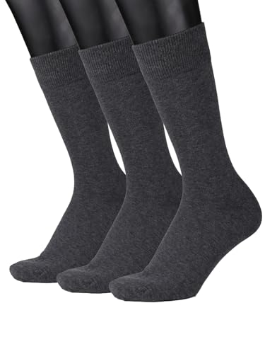 COTTON DAY Mens Premium Soft Combed Cotton Trouser Dress Socks Seamless Toe Dark Gray Shoe Size 7-9