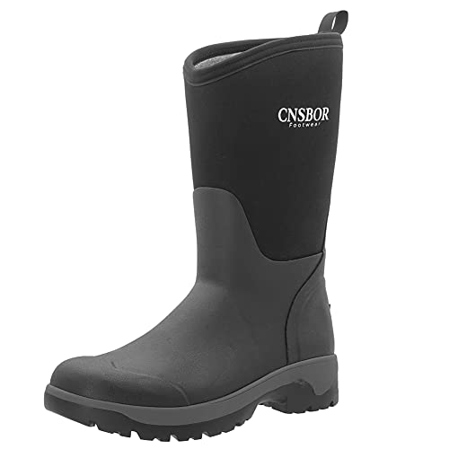 Image of CNSBOR Men's Rain Boots - Waterproof Rubber Insulated Boots for Fishing, Agriculture & Industrial Working