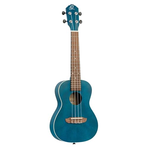 Ortega Guitars, Ukelele de concierto de 4 cuerdas, derecha, azul océano transparente, acústico...