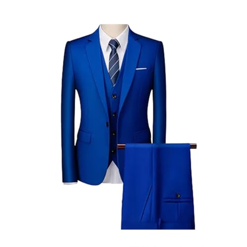Men Slim Single Breasted 3 Pieces Wedding Party Office Blazers Coat Trousers Set