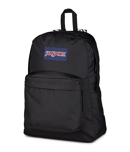 Image of JanSport SuperBreak Plus Backpack with Padded 15-inch Laptop Sleeve and Integrated Bottle Pocket - Spacious and Durable Daypack for Work and Travel, Surreal Swirlies Con Black /Black /White /Black