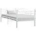 Produktbild vidaXL Bettgestell Bett Metallbett Schlafzimmerbett Einzelbett Ehebett Bettrahmen Schlafzimmermöbel Lattenrost Weiß Metall 90x200cm