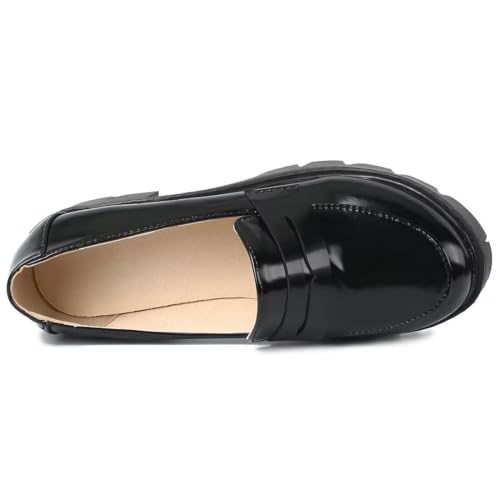 Agodor Women's Goth Chunky Heel Platform Loafers Round Toe Gothic Uniform Dress Shoes3