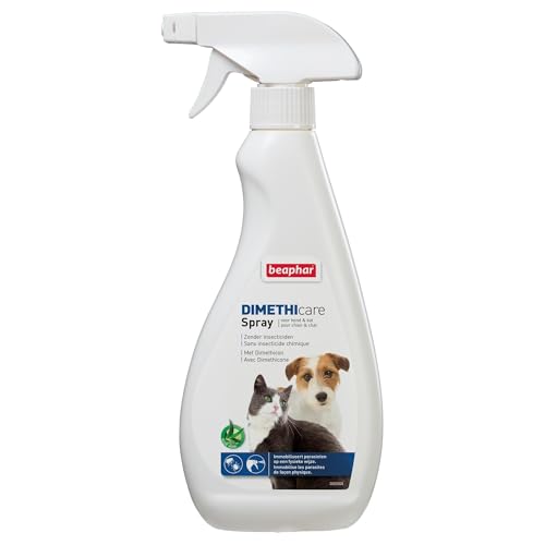 BEAPHAR – DIMETHICARE – Spray Stop Parasites pour Chien et Chat – Contre puces, tiques, poux, aoûtats – Sans pesticide et insecticide chimique – À l'Aloe Vera – Action immédiate – Sans rinçage – 500ml