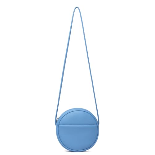 Image of Circle Crossbody Bag for Women NYLON Circle Purse with Zipper Adjustable Knot Shoulder Straps
