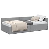vidaXL Estructura de Cama en Esquina Gris Claro 90 cm x 190 cm, Ideal para un Dormitorio versátil