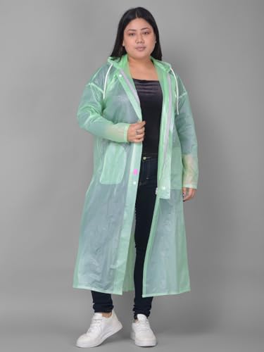 Image of Dollar Rainguard Women's PVC Full Sleeve Solid Raincoat with Adjustable Hood and Pocket