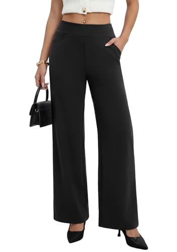 Sampeel Womens Stretchy Work Wide Leg Pants Business Casual Office Slacks