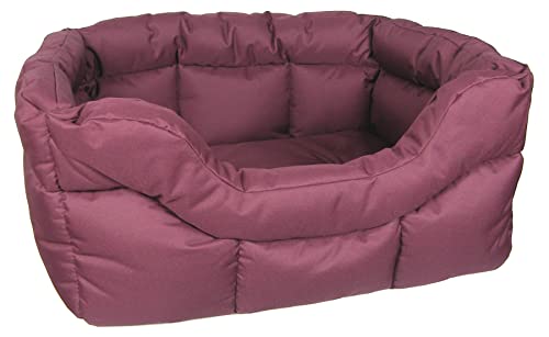 P&L Superior Pet Beds QUALITY COMFORT PRACTICALITY P&L Heavy Duty High Sided Rectangular Waterproof Dog Bed (Burgandy, M)
