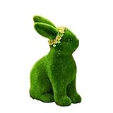 generico flocked easter bunny - decorazioni primavera e pasqua | coniglietto in resina e muschio per giardino - per casa scrivania libreria ingresso giardino esterni