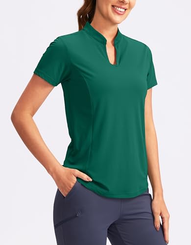 Image of Obla Women's Golf Polo Shirt V-Neck Short Sleeve Collarless Quick Dry Tennis Running T Shirt Golf Tops for Women