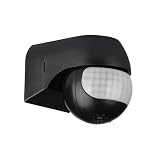Rilevatore di Movimento Esterno IP44, Montaggio a Parete, LED adatto, programmabile, Sensore Infrarossi, orientabile, Portata 12m / 180° (Nero)