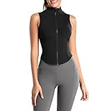 Inadays Women's Activewear T-Shirts Sleeveless Athletic Tank Top Shirts Zip Up Tshirt for Running Fi