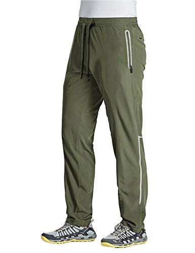 Image of MAGCOMSEN Men's Workout Gym Joggers with Zipper Pockets Reflective Visibility Quick Dry Running Pants Sweatpants