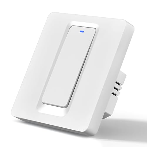 Interruttore Luce Intelligente WiFi, Interruttore Intelligente da Parete Compatibile con Alexa, Interruttori luce WiFi Parete Smart Life/Tuya App, 1 Gang 1 Via, Necessario il filo di Neutro