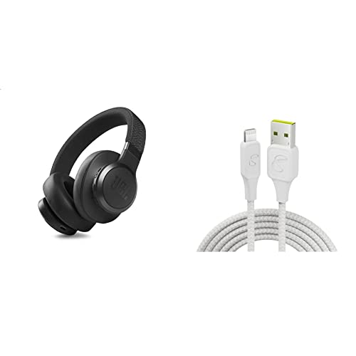 Image of JBL Live 660NC - Wireless Over-Ear Noise Cancelling Headphones - Black and InfinityLab InstantConnect USB-A to Lightning -Charging Cable for iPhone and iPad - White