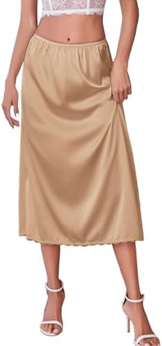 Avidlove Women's Satin Half Slip 36" Lace Long Underskirt S-XXL
