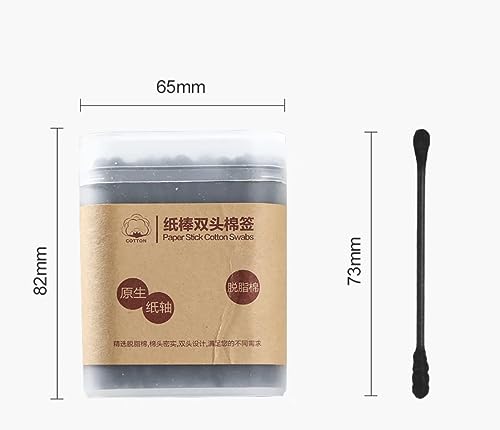 Multifunctional Cotton Swabs - Black, Spiral and Earpick Shaped Tips, Wood Pulp Paper Stick, Includes Clear Storage Box, Safe for Ears and Nose, Package Style may vary,100 Pack