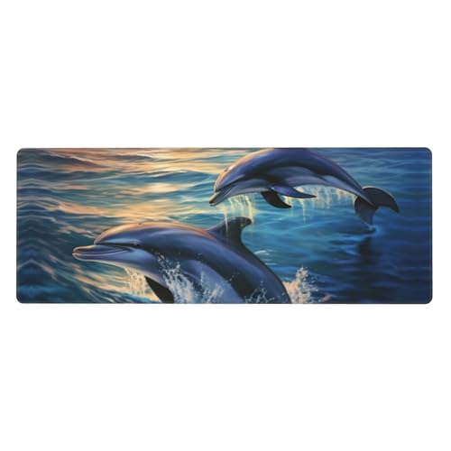 Tapis de souris dauphins très large en caoutchouc pour ordinateur de bureau