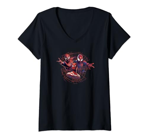 T-shirt Spider-Man No Way Home Marvel femme col V fini les vêtements de fan mal coupés