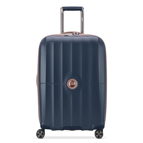 DELSEY Paris St. Tropez Valise Rigide Extensible avec roulettes pivotantes, Bleu Marine, Checked-Medium 24 inch, St. Tropez Valise Rigide Extensible avec...
