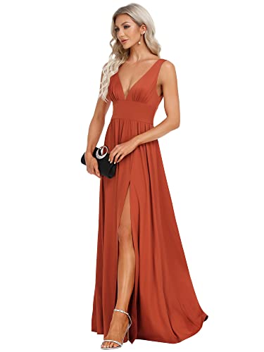 Ever-Pretty Women's Bridesmaid Dresses Deep V-Neck Sleeveless Side Slit Floor Length Wedding Guest Dress 0168B3