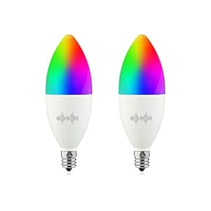 B11 LED Smart, WiFiLight Candelabra Bulb Compatible with Alexa Google Home, RGBCW Color Changing, Cool Warm White Dimmable, No Hub Required, 40WEquivalent, RGB2700K-6500K, 2 Count (Pack of 1)