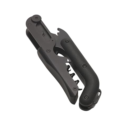 Craighill Best Wine Key - Stainless Steel Wine Opener with Corkscrew, Foil Cutter, and Crown Cap Bottle Opener, Heavy Duty, Sommelier Designed - Black