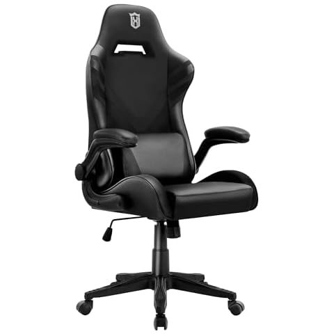 LXRADEO Gaming Chair Ergonomic Office Chair for Adults, Racing Style Armchair with Massage Lumbar Support, High Back Leather Computer Chair Height Adjustable Game Chair for Office, Gaming,350LBS,Black Cover