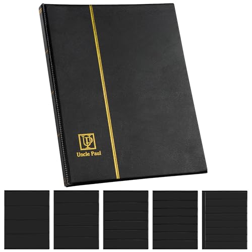 Álbum de sellos con 120 bolsillos - Portasellos de cuero artificial de varios tamaños, para facturas y documentos, color negro AS03MX1BK